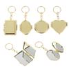 Mini Folding Mirror Keychain Round Heart Oval Square Shape Double Sided Cosmetic Mirror Metal Folding Keychain Makeup Mirror