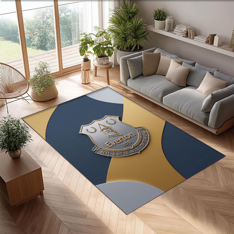 Everton Football Print Crystal Velvet Rug, Comfortable Water Absorbent Non Slip Indoor Floor Carpet