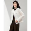Xinfieyu Women's Petite Diamond Quilted Short Cotton Jacket with Pearl Buttons