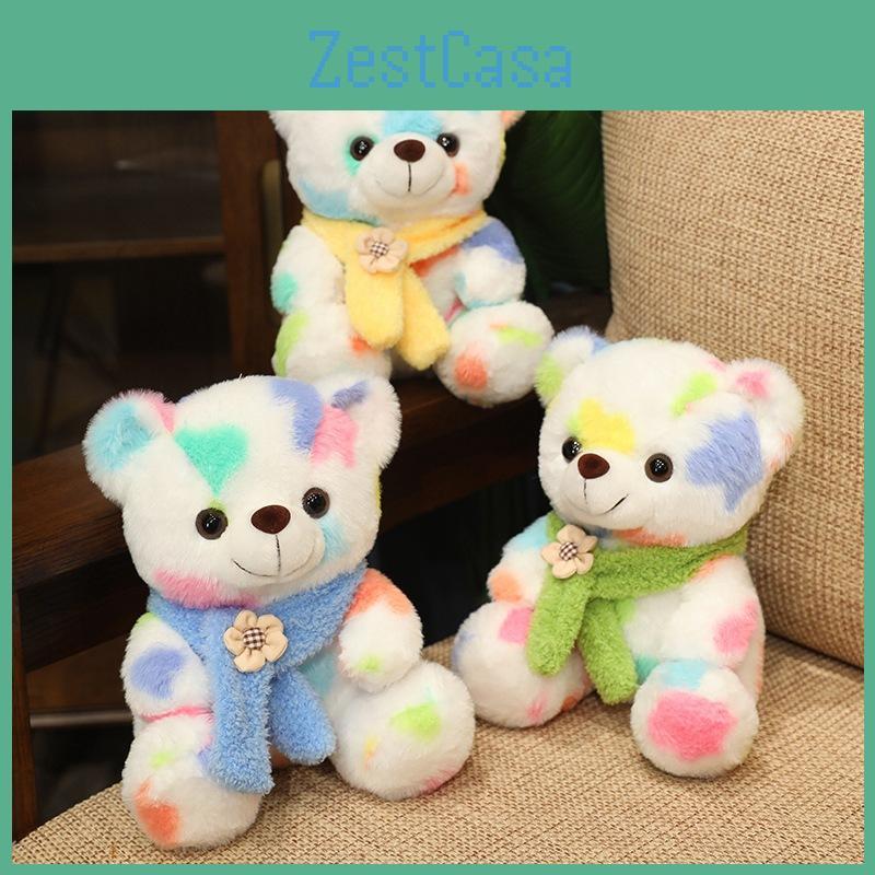 Cute Plush Teddy Bear Toy With Tie-dye Scarf For Kids Gift Wholesale