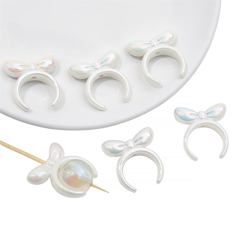 4pcs 25mm Acrylic Rabbit Bow Beads Charm for Necklace Keychain DIY Jewelry Craft Making