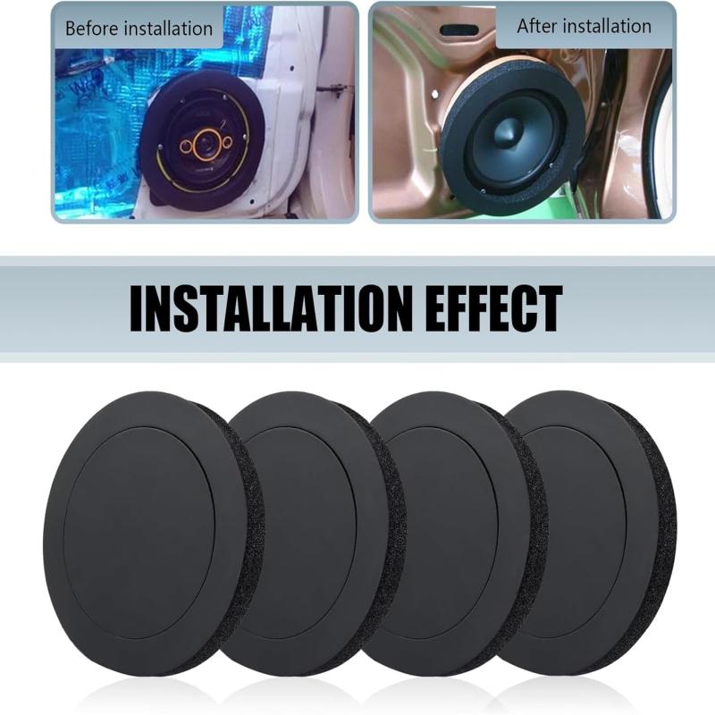 4Pcs 6.5 Inch Car Door Soundproof Ring Foam Pad Woofer Speaker Noise Insulation Self Adhesive Insulation Ring Universal