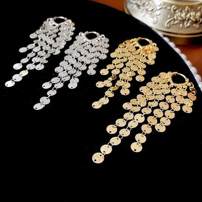 Korean Chic Sequin Tassel Drop Earrings - Versatile and Trendy Design