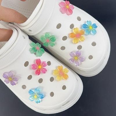 10PCS Fashion Shoe Charms Set Accessories Hole Shoe Buckle Luminous Cherry Blossoms DIY Shoes Decorations