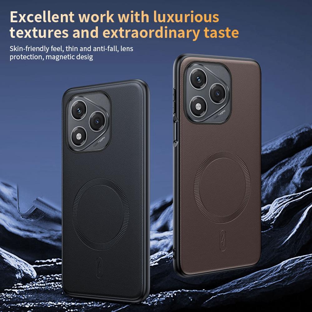 For Honor 400 Lite 5G Case Compatible with MagSafe Leather Coated TPU+PC Phone Cover