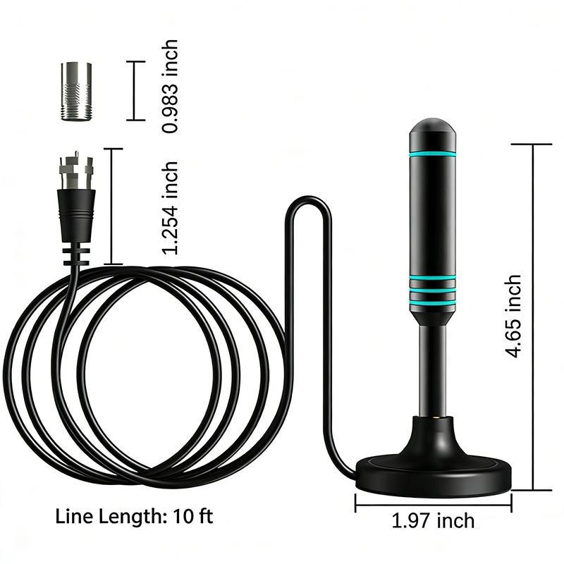 1 Stück Langstrecken-Signalempfänger-Verstärkerantenne für Digital-TV Innen Signalverstärker 720P 1080P Antenne mit Adapter
