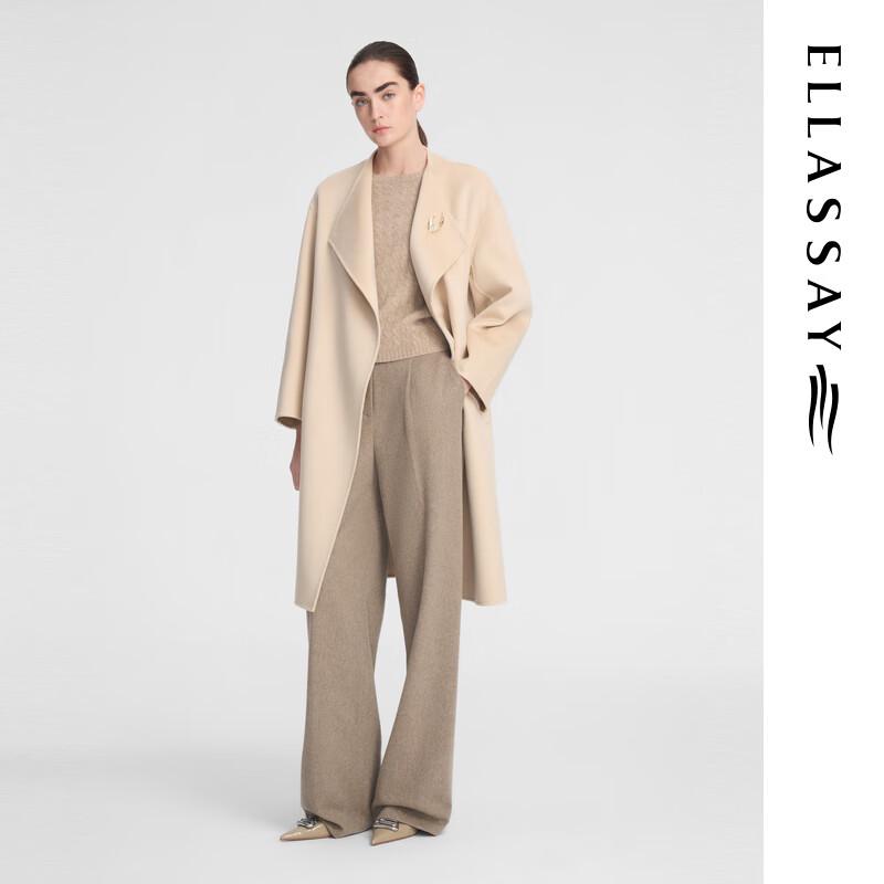 

ELLASSAY Women s 100% Cashmere Origami Collar Long Coat M