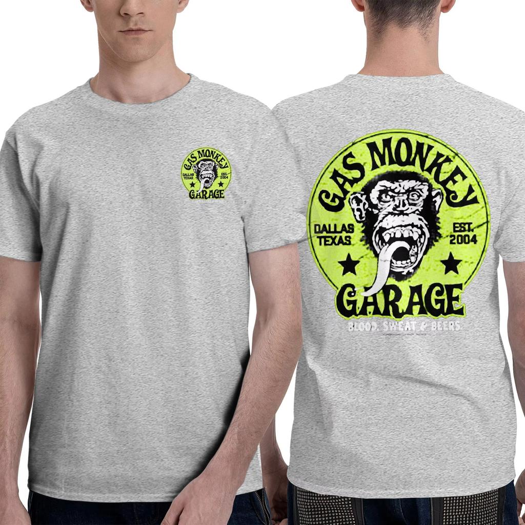 New Women Men Double Sided Gas Monkeys Garage Printed Cotton TShirt Summer Short Sleeve Oneck Tees 2026 Streetwear Cotton Tops