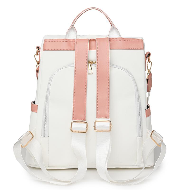 Rucsac Dama Color Block Capacitate Mare Geantă de Călătorie PU Geantă de Umăr