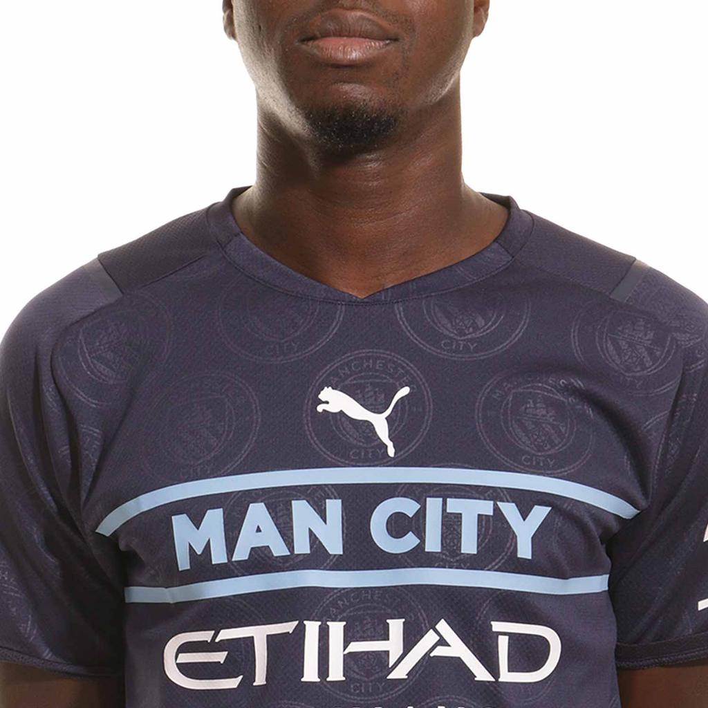 Puma Manchester City Away Short Sleeve Soccer Jersey Fan Edition 21/22 Season Men Tops Blue 759219-03