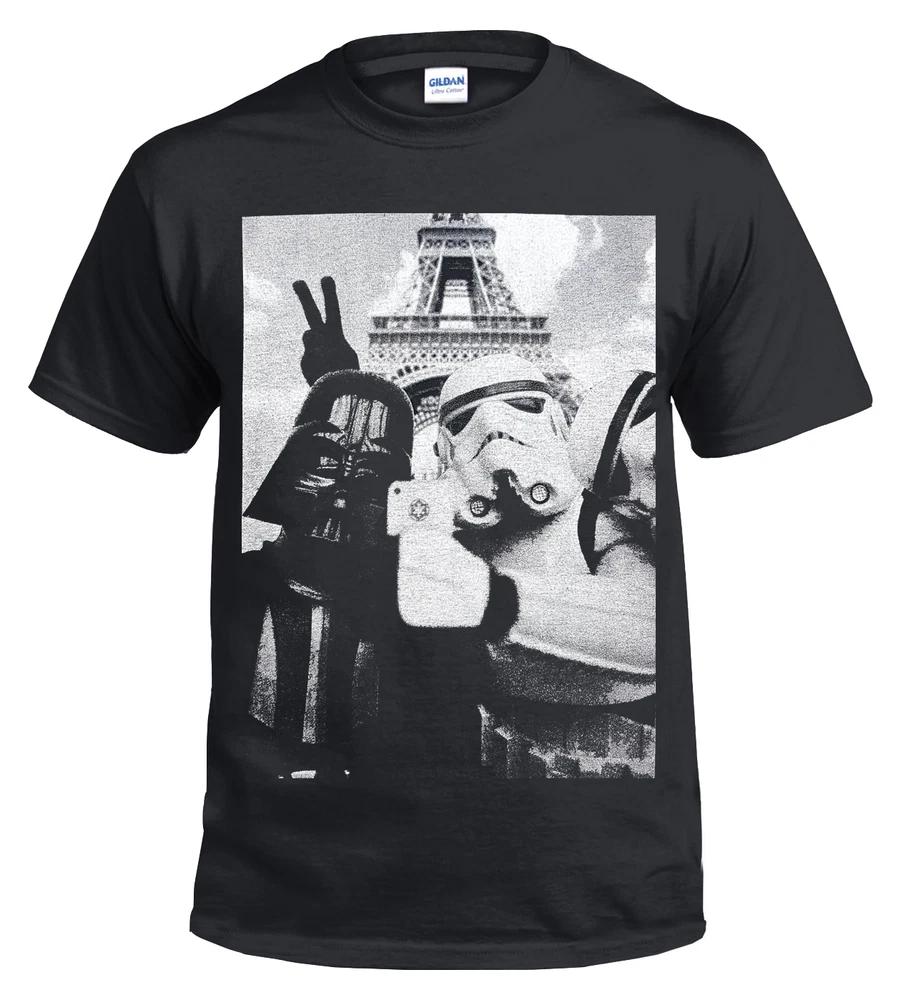 New SELFIE IN PARIS Eiffel Tower TShirt Funny Star Wars Storm trooper Unisexs Top 2XL