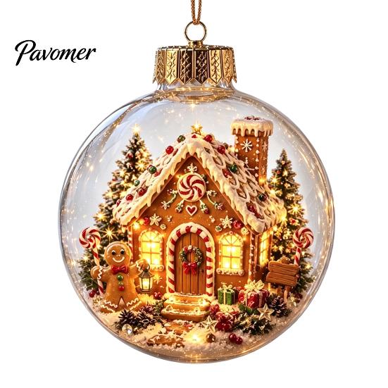 Year Round Home Accent Lighted Clear Christmas Ball Ornaments, Cute Santa Claus/Tree/Snowman/Angel Figure Inside Acrylic Hanging Decor The Xmas