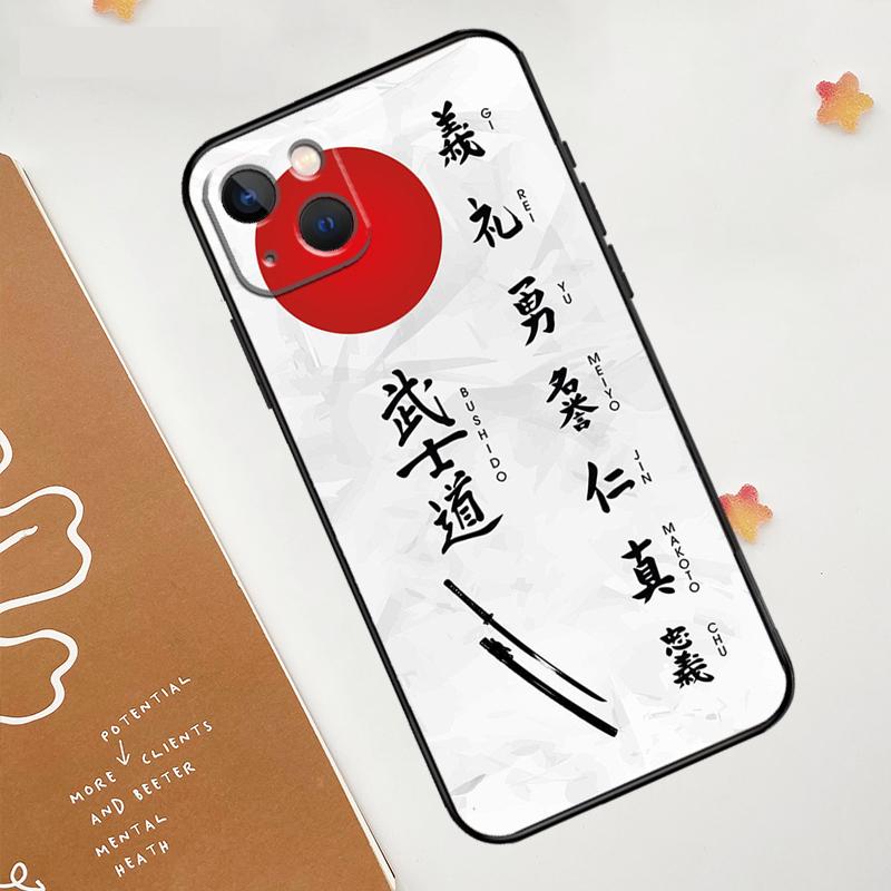 

Japanese Bushido Samurai Case For iPhone 13 12 11 14 15 16 Pro Max Mini XR XS X Plus Silicone Bumper Cover Capa iPhone 13 mini