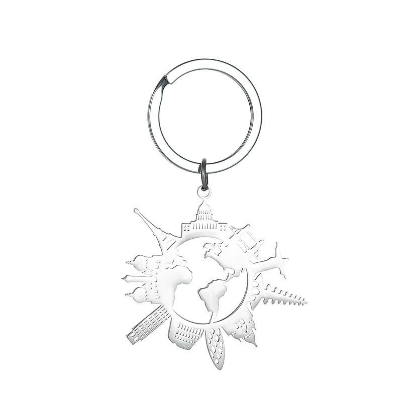 Building Animal Stainless Steel Keychain Modern Minimalist Style Fashion Couple Pendant Practical Daily Bag Charm