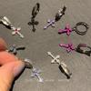 Gothic Vintage Colorful Rhinestone Cross Hoop Earrings Unique Exquisite