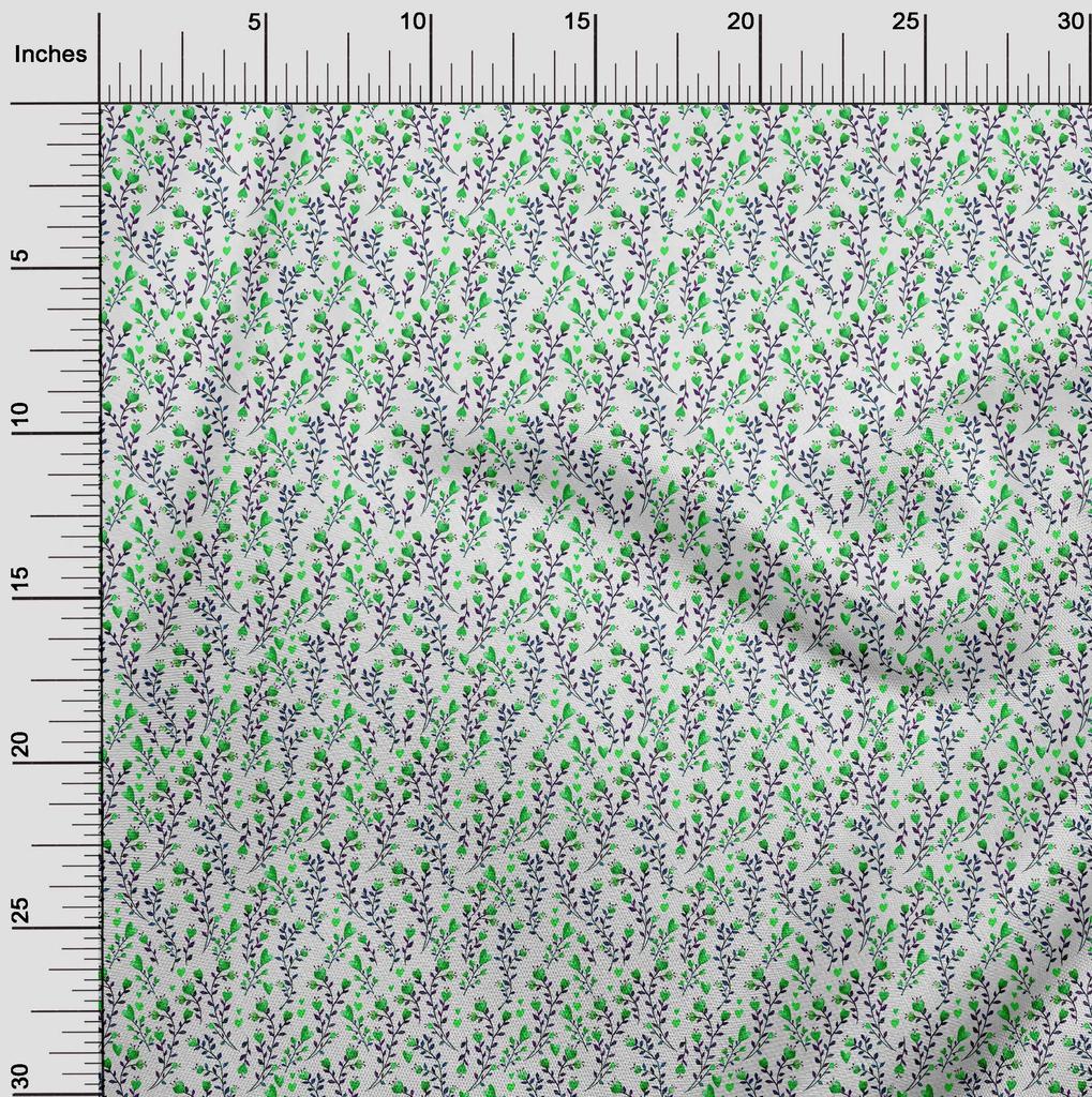 oneOone Cotton Flex Green Fabric Leaves & Clover Sewing Craft Projects Fabric Prints By Yard 40 Inch