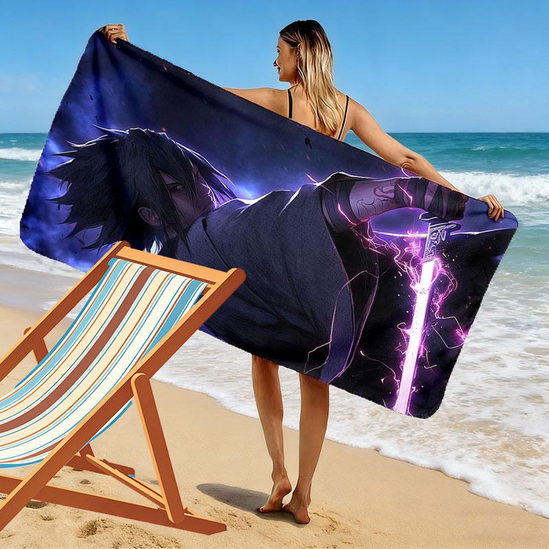Sasuke Naruto Print Beach Towel, Large Soft Quick Dry Towel for Beach Camping Swimming