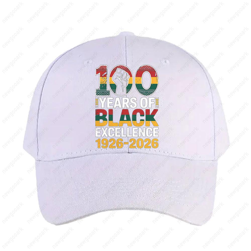 Black Excellence 1926?026 100 Years of Pride and Power Cap Women Unisex Graphic Baseball Caps Peaked Hat Adjustable