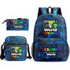 New rhythm box game merchandise primary school bag sprunki cartoon starry sky backpack 3-piece set D