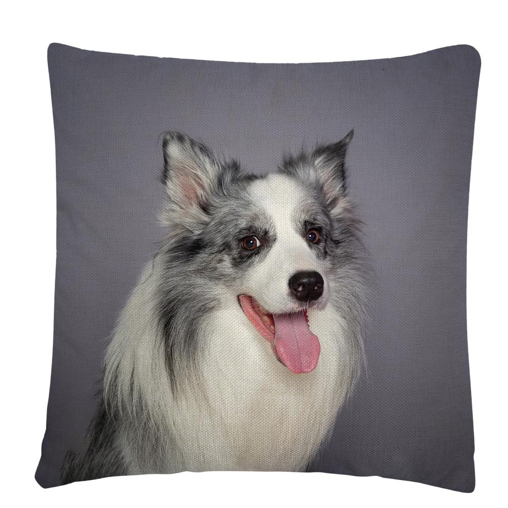 Kissenbezug mit Welpen-/Hunde-Kunstfoto-Muster, Polyester, Kissenbezug, Heim-Sofa-Auto-Dekor
