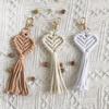 1Pcs Cute Car Keyring Handmade Macrame Heart Shaped Pendant Keychains For Women Wedding Gift