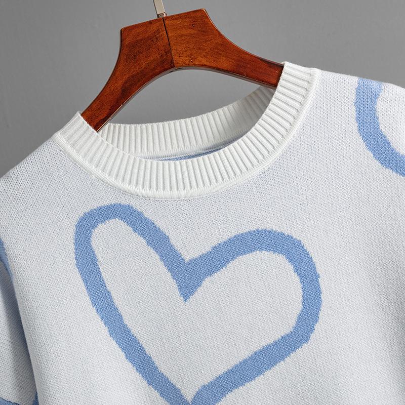 Høst Vinter Rund Krage Love Bump Color Genser Løs strikket genser