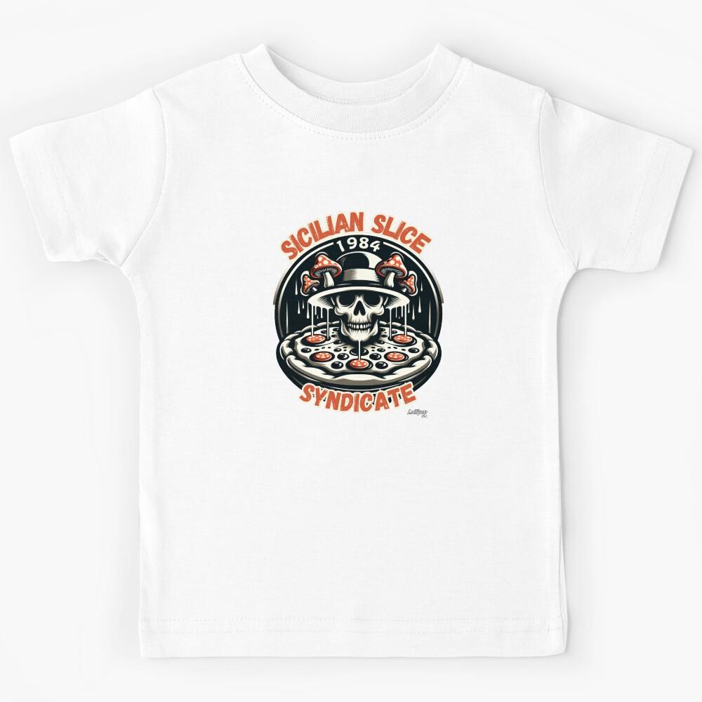 Sicilian Slice Syndicate: A Pizza Lover - The Mushroom Capriciosa Mafioso! - Funny Retro Vintage Style Kids T-Shirt 170