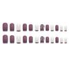 24 Pieces False Nail Full Cover Fake Nail Elegant Purple French Frosted Matte Wearable Nails Ellipse Shape Short Fake Nail