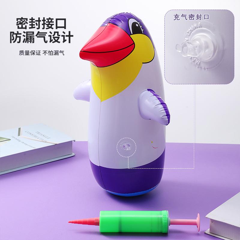 Large Thick Pvc Inflatable Penguin Dinosaur Tumbler Kids Cartoon Punching Bag Toy