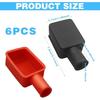 6Pcs Battery Terminal Cover, Battery Terminal Protector, Car Ulating Battery Cover, Soft Rubber Positive And Negative Poles Stud Covers Connector Top