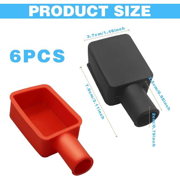 6Pcs Battery Terminal Cover, Battery Terminal Protector, Car Ulating Battery Cover, Soft Rubber Positive And Negative Poles Stud Covers Connector Top