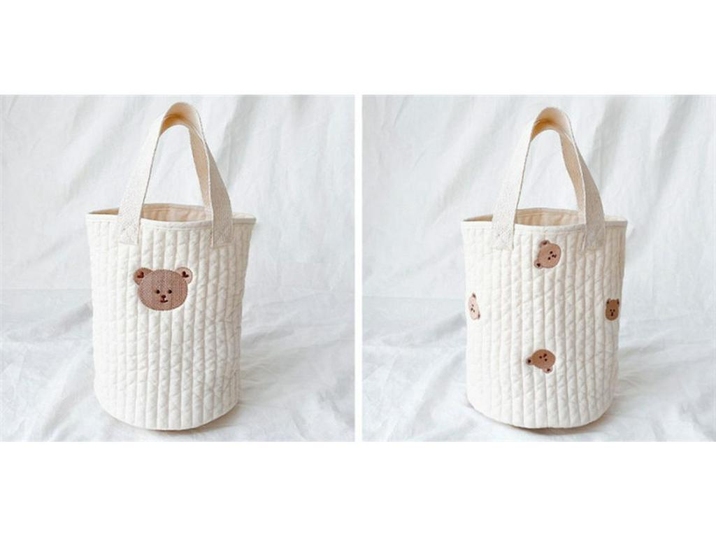Korea 2024 Floral Embroidered Stroller & Diaper Bag - Cotton Storage for Outings