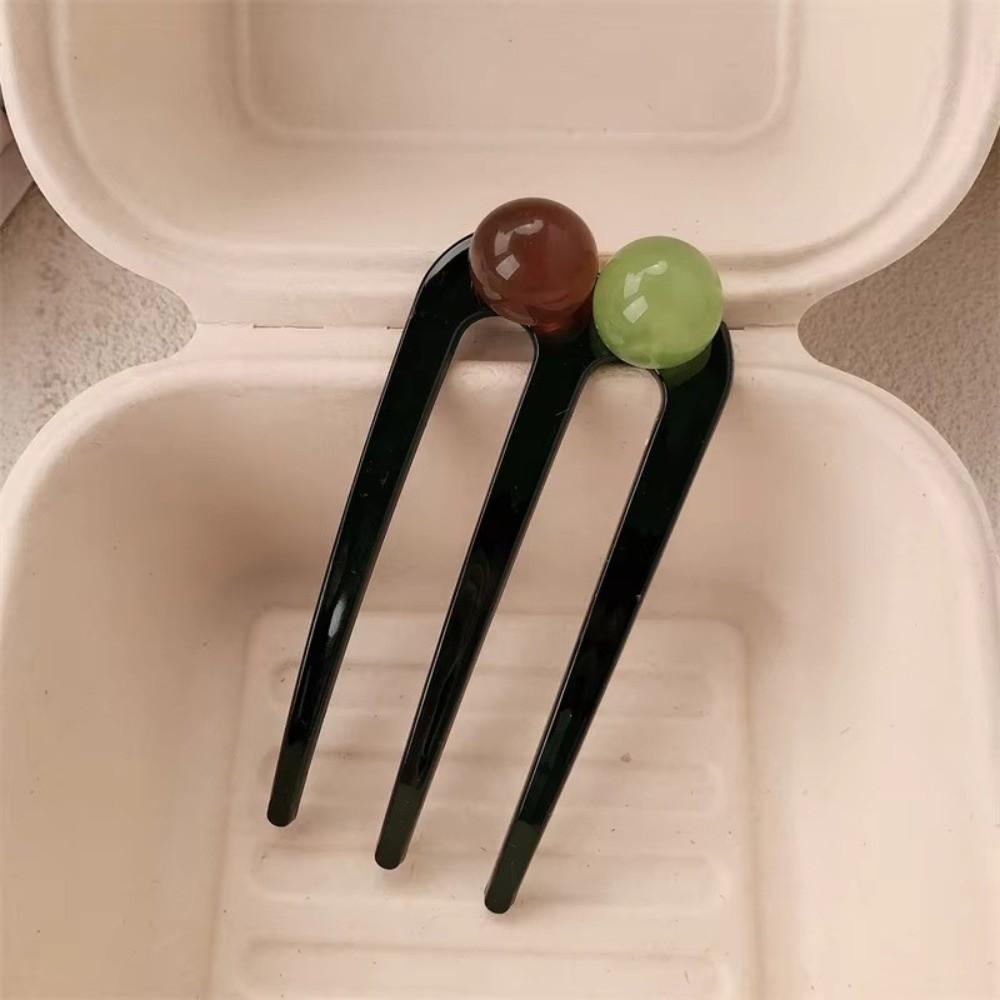 Plastic Hair Accessory Three Tooth Meatball Disc Sturdy Hair Fork  Hair Buns