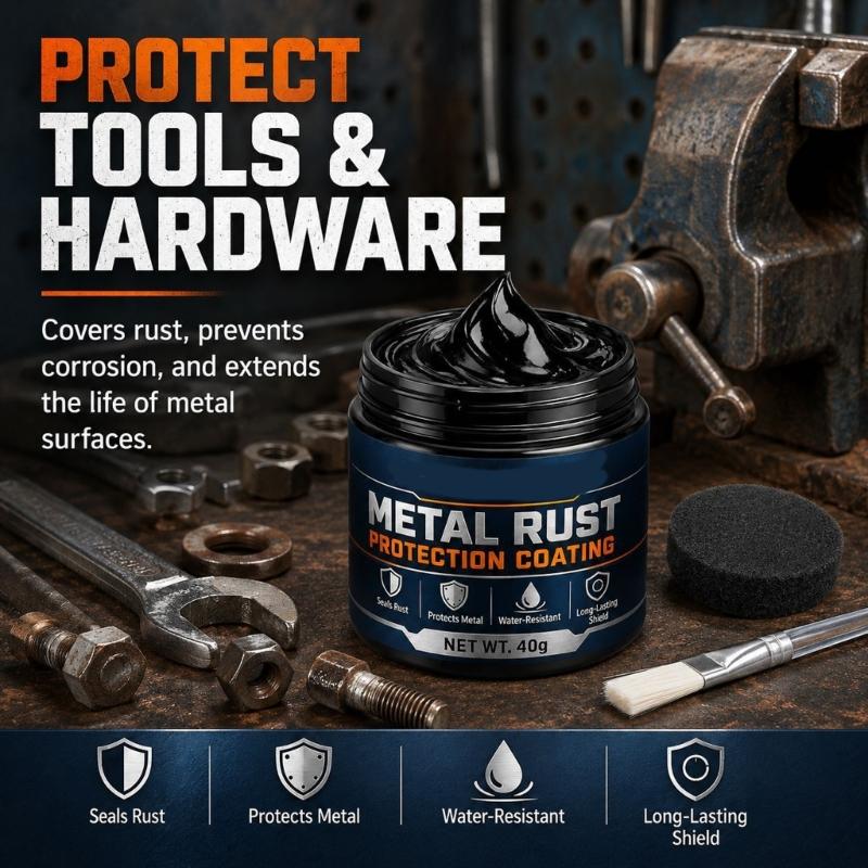 Metal Rust Protection Paste and Railing Care Paste, Wipe On Metal Protection Coating for Home Tool Maintenance