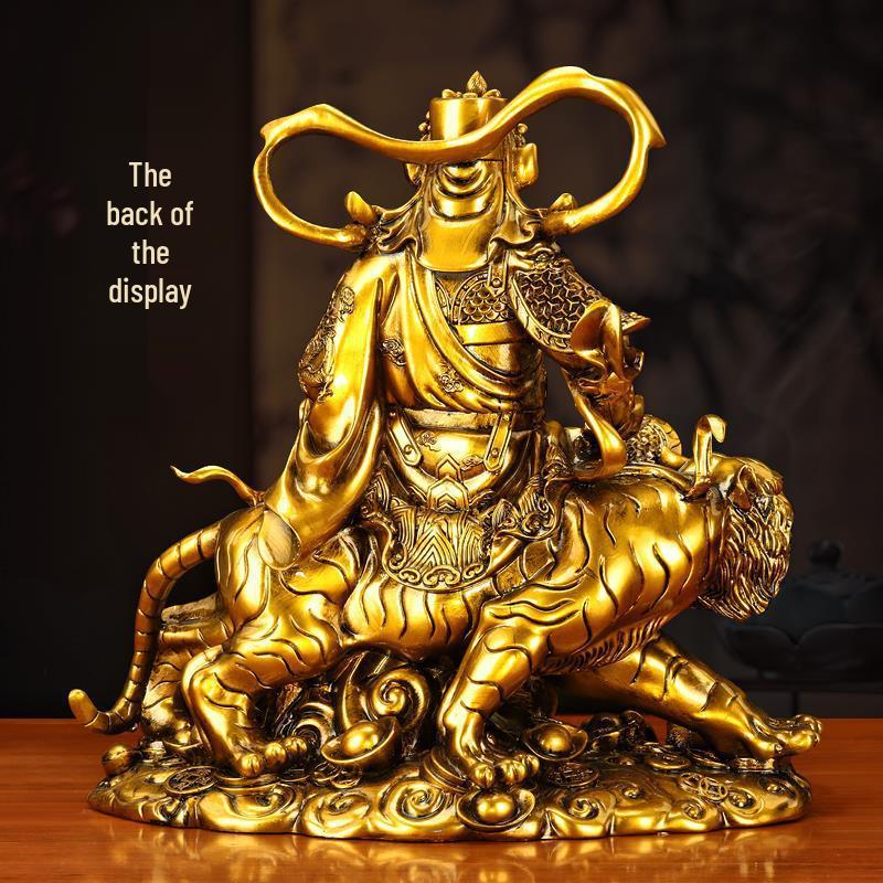 Zhao Gongming God of Wealth Statue Riding Tiger - Protector of Home & Office, Attracts Wealth, Ideal for Worship & Display in Living Room or Shop.