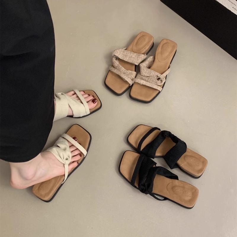 New Designer Woman Flat New Slippers Woven with Comfortable Women's Shoes Casual Bottom Slippers Women's Shoes 2025