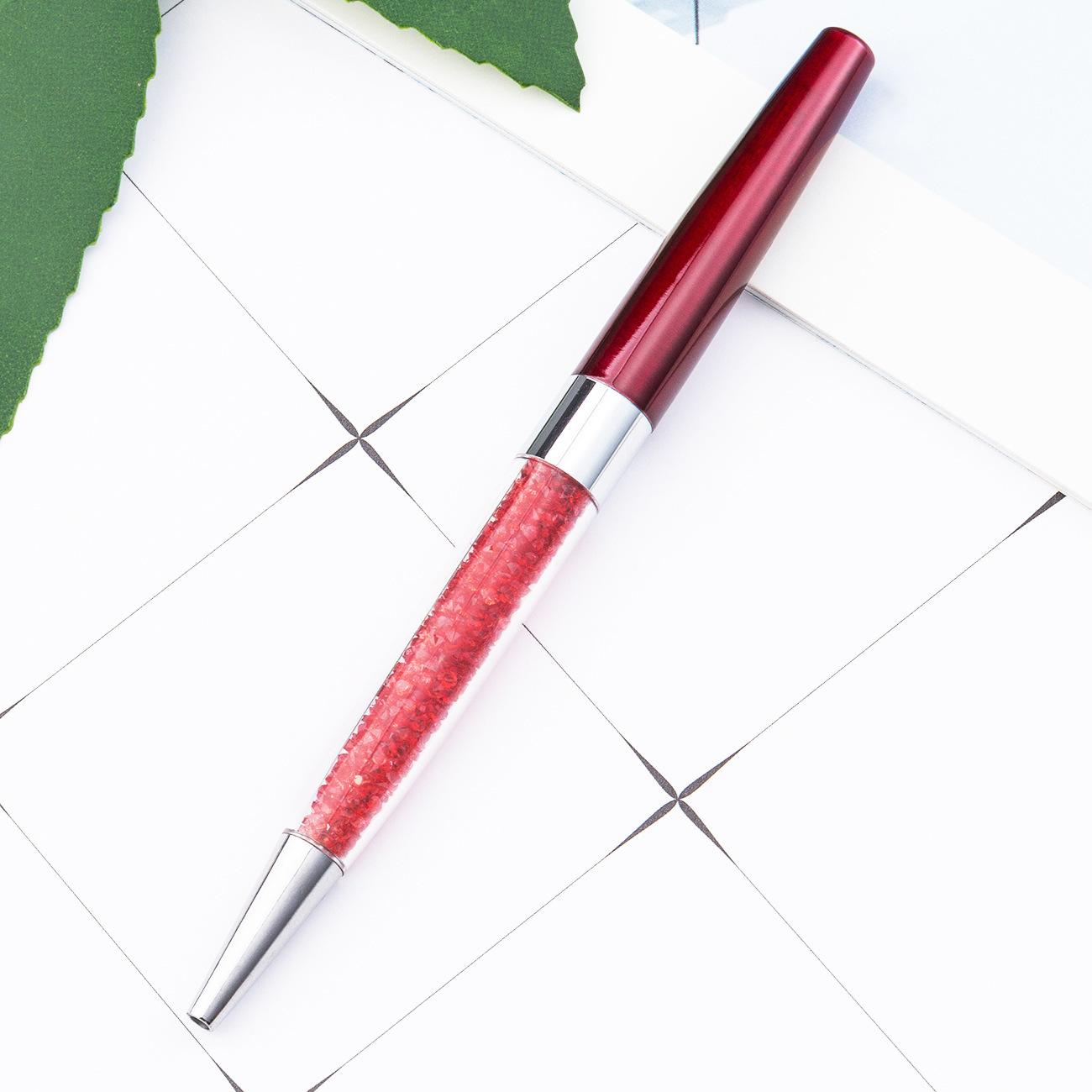 

1 шт. креативная кристальная шариковая ручка канцелярские принадлежности для офиса и школы вращающийся металлический роскошный бренд высококачественный ролик розовое золото Ink Color:Black