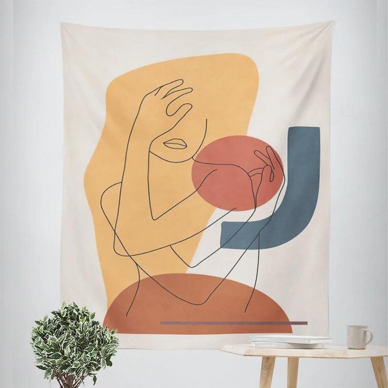 Simple Illustration Style Decorative Tapestry Home Wall Decoration Office Living Room Tapestry