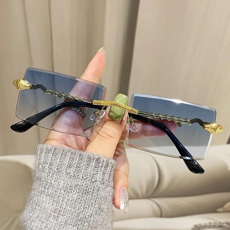 Trendy Rimless Sunglasses for Men Women Fashion Frameless Rectangle Sun Glasses Retro Shades Summer Traveling Eyewear UV400