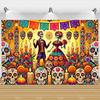 Tło Fotograficzne Dzień Zmarłych Czaszka Nagietek Meksykańska Fiesta Día De Los Muertos Dekoracja Artykuły Imprezowe Akcesoria do Studio Fotograficznego