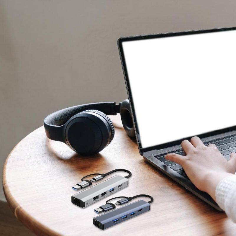 USB Type C to RJ45 100mbps/1000mbps Ethernet Networking Adapter USB3.0 USB2.0 Data Transfer Hub for Laptop Accessories