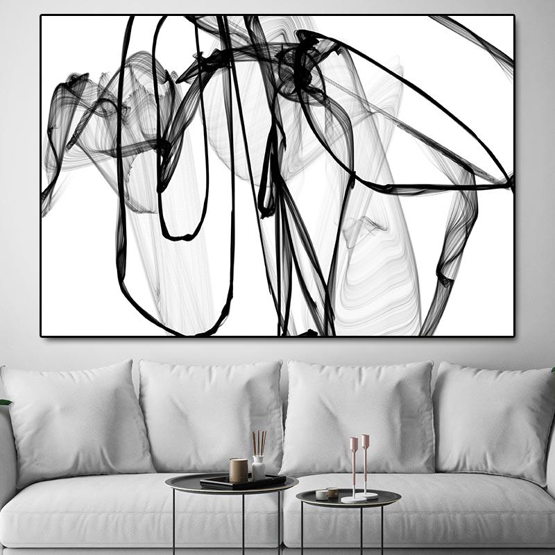 Abstract Black and White Line Painting on Canvas Everything and More Minimalist Posters Prints Modern Wall Art Living Room Decor