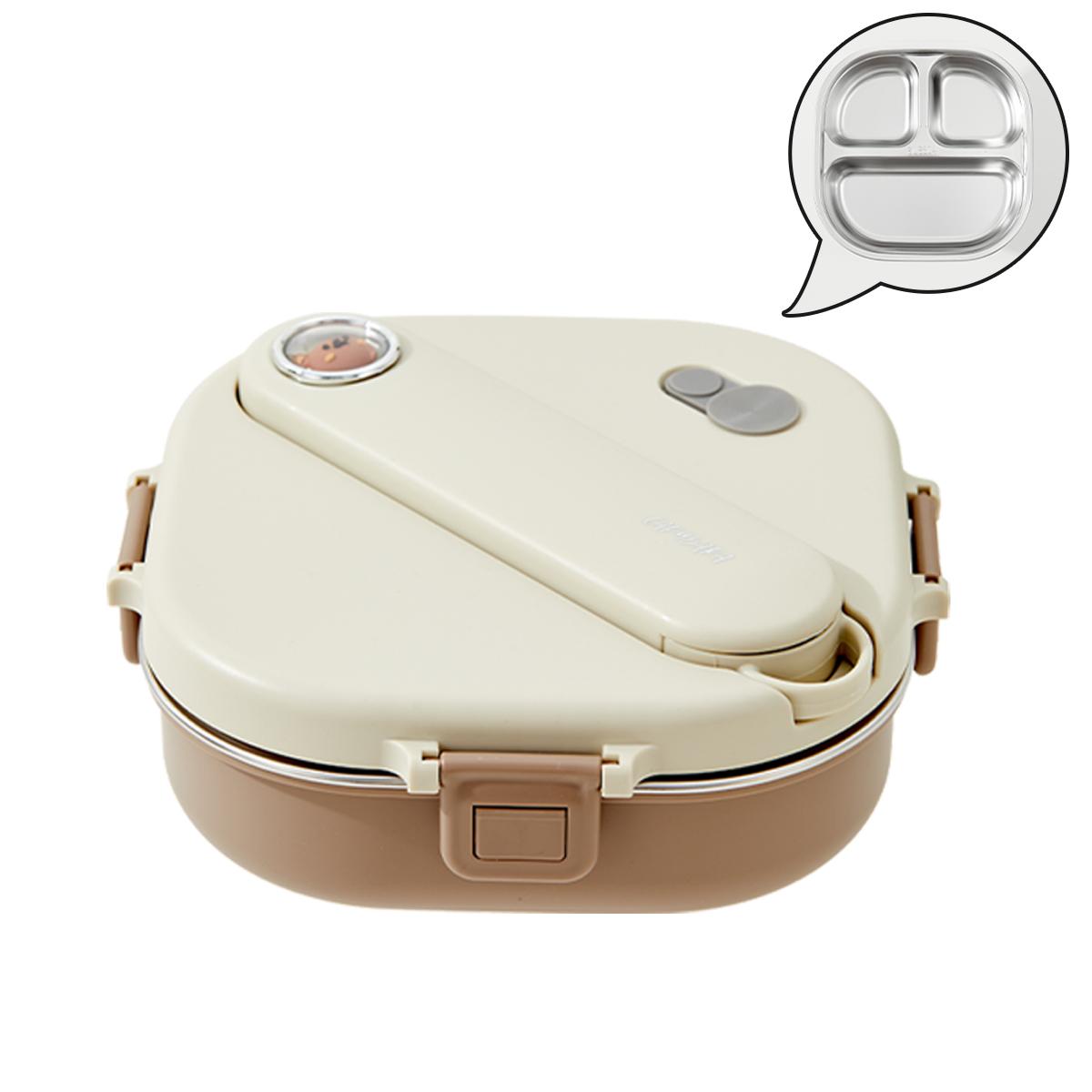 

Новый 800 мл Портативный Ланч-бокс с Разделителями и Столовыми Приборами Капибара 3/4 Отделения Микроволновка Герметичный 304 Нержавеющая Сталь Бенто Бокс