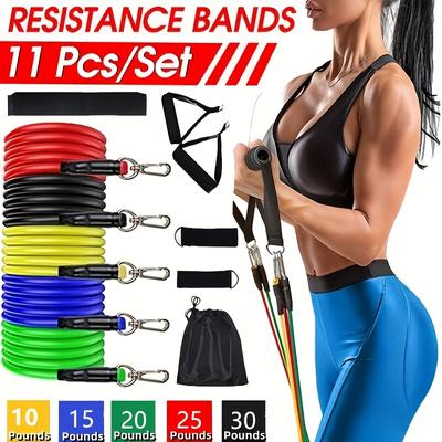 11pcs TPE Resistance Bands Set, Resistance Bands With Door Anchor, Handles, Carry Bag, Legs Ankle Straps, Exercise Bands