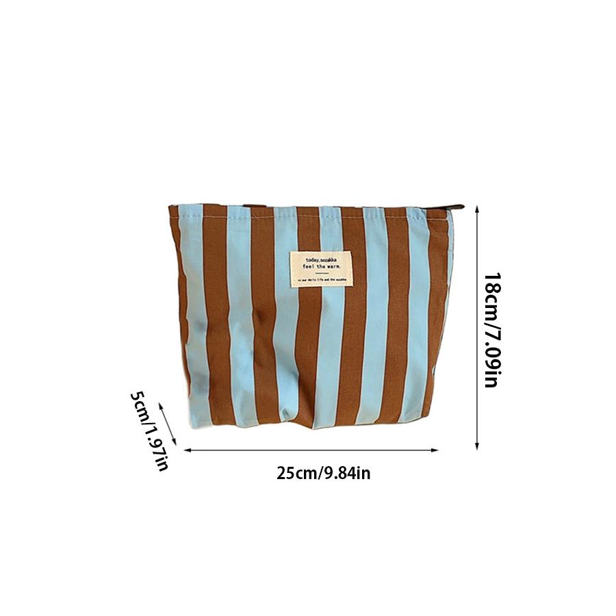 Contrast Color Women's Stripe Storage Bags Cute Large Capacity Female Cosmetic Bag Makeup Case Canvas Clutch Purse Handbags