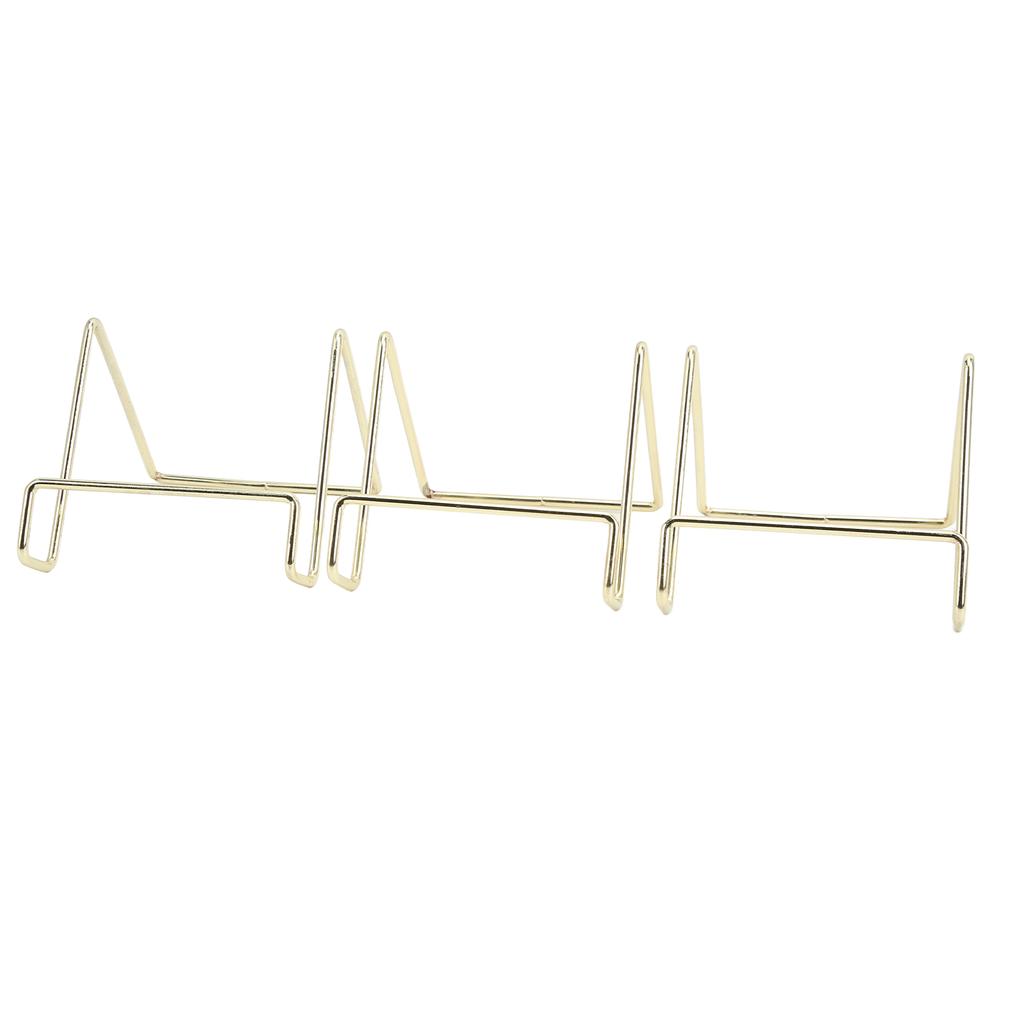 3 Pcs Wire Plate Stand Gold Simple Stylish Geometric Design Rust Resistant Wire Plate Stand Holder Easel Display