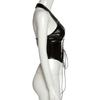 Fashion Goth Dark Grunge Pu Black Lace Up Gothic Halter Tops Punk Faux Leather Women Hollow Out Sexy Camis Fashion Streetwear Crop Tops