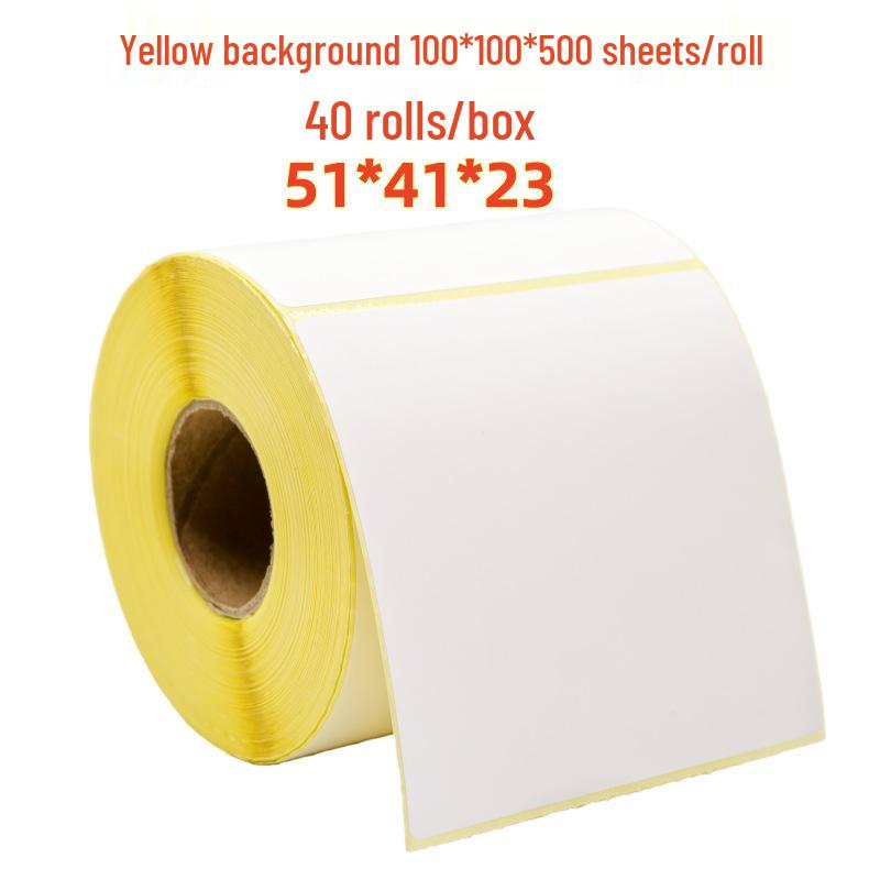 Waterproof Thermal Self-Adhesive Label Paper, Yellow 4x4 Inches (100x100mm)