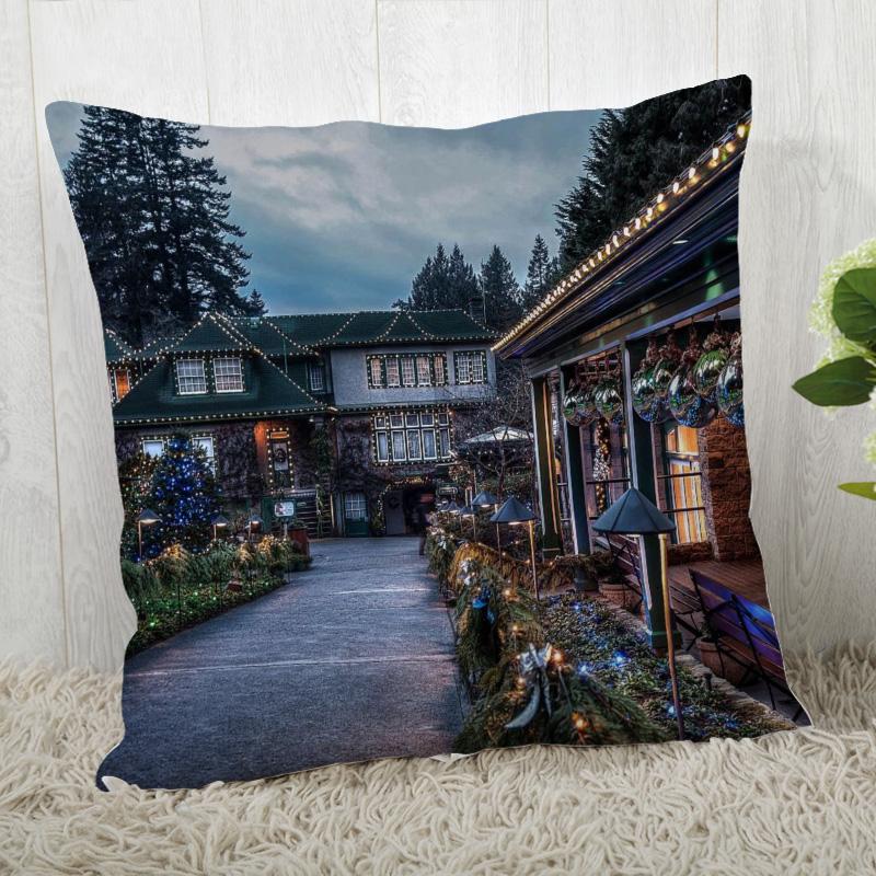 45x45cm Decorative Polyester Pillowcase Merry Christmas Christmas Tree Square Zipper Pillowcase Autumn Pillowcase