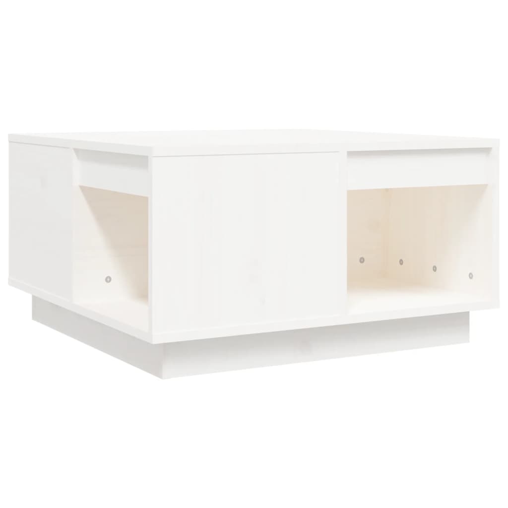  Coffee Table, White, 60x61x32.5 Cm, Solid Pine Wood
